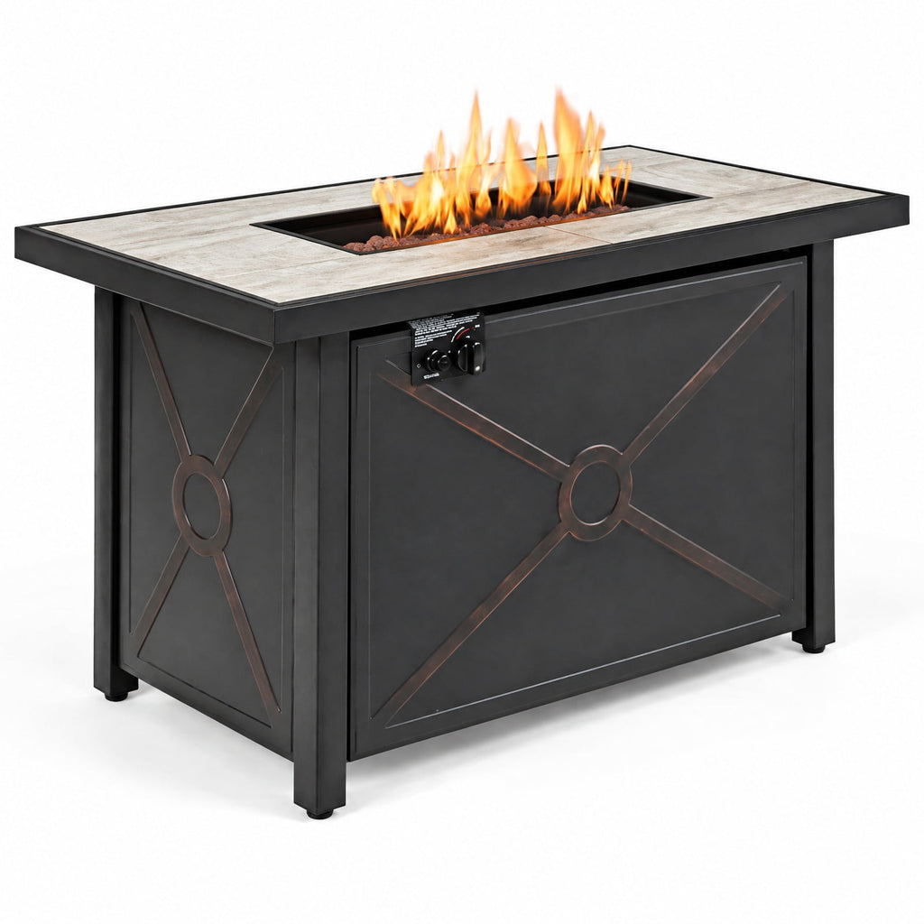 Airfind 42 Inch 60000 BTU Propane Fire Pit Table with Ceramic Tabletop, Steel Frame, 42 x 20 x 25 Footprint, Black