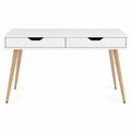 Airfind 43.5 Inch Computer Desk with 2 Drawers for Small Spaces, 165 lbs Capacity, Engineered Wood Frame, White