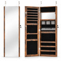 Airfind 43.5 Inch Jewelry Mirror Cabinet with Full-length Mirror and Adjustable Hangers, MDF Frame, Brown