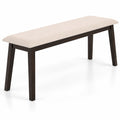 Airfind 43.5 Inch Upholstered Entryway Bench with Rubber Wood Frame, 550 lbs Capacity, Faux Linen Fabric Frame, 43.5 Inch x 14 Inch x 18 Inch Footprint, Beige