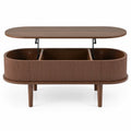 Airfind 43.5 Inch Oval Lift Top Coffee Table with Storage and Fluted Design for Living Room, 200 lbs Capacity, Engineered Wood Solid Wood Frame, Walnut
