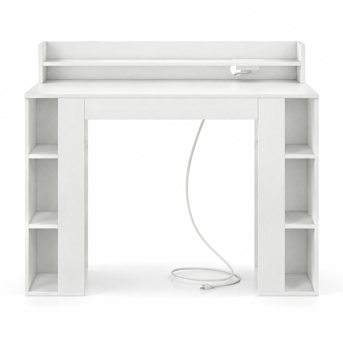 Airfind 43 Inch Computer Desk with Power Outlets and 2 Bookcases, 200 lbs Capacity, Engineered Wood Frame, 43 Inch x 22 Inch x 37 Inch Footprint, White