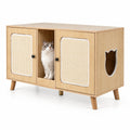 Airfind 43 Inches Cat Litter Box Enclosure with Double Rooms and 2 Sisal Scratching Mats, Engineered Board Frame, 43 x 20 x 24 Footprint, Natural