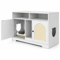 Airfind 43 Inches Cat Litter Box Enclosure with Storage and Double Rooms, Engineered Board Frame, 43in x 20in x 29in Footprint, White