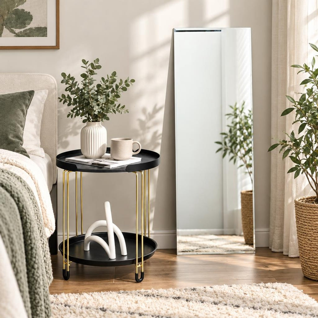 Airfind 43 x 15 Inch Wall Mounted Frameless Full Length Mirror, Glass Frame, 43 Inch x 15 Inch Footprint, Silvery