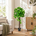 Airfind 44 Inch Artificial Tree with Adjustable Branches for Decor, Pongee Fabric PE PP Eucalyptus Wood Frame, Green