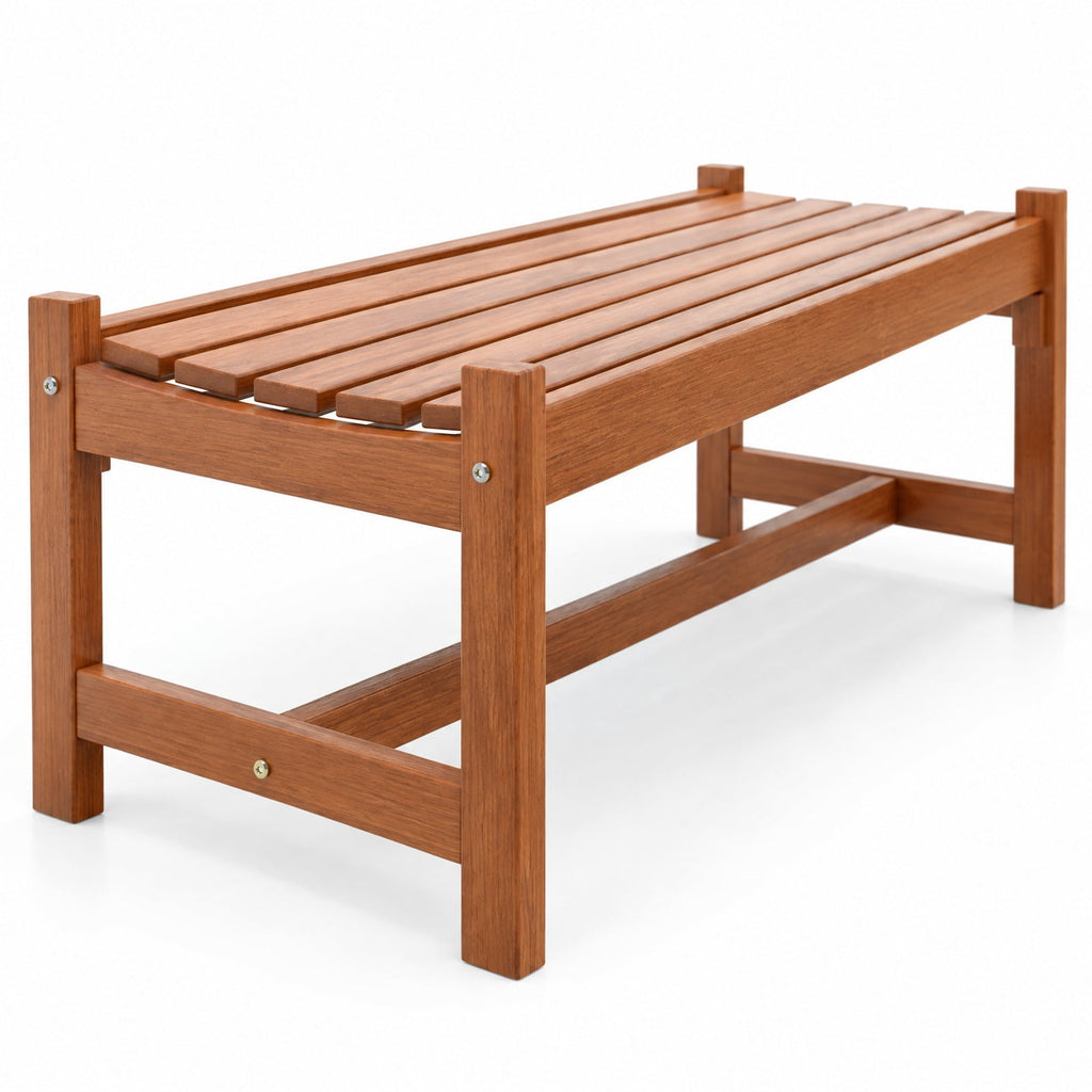 Airfind 44 Patio Wood Bench Set of 1 Outdoor Solid Hardwood Dining Bench with Teak Oil Finish, 530 lbs Capacity, Hardwood Frame, Wood