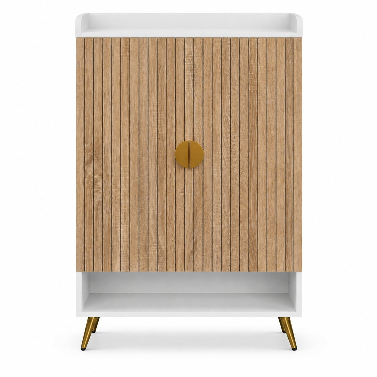 Airfind 44in Tall Shoe Storage Cabinet with 7-Tier Doors and Adjustable Shelves for Entryway, 110 lbs Capacity, Engineered Wood Metal Frame, Natural