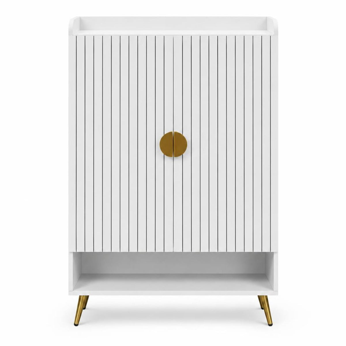 Airfind 44in Tall Shoe Storage Cabinet with 7-Tier Doors and Adjustable Shelves for Entryway, 110 lbs Capacity, Engineered Wood Metal Frame, White