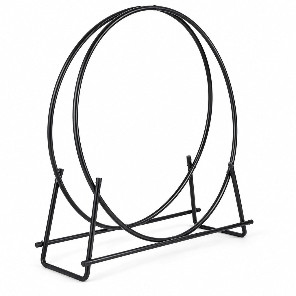 Airfind 45 Round Firewood Rack with Heavy, 485 lbs Capacity, Metal Frame, 46 x 14.5 x 48.5 Footprint, Black