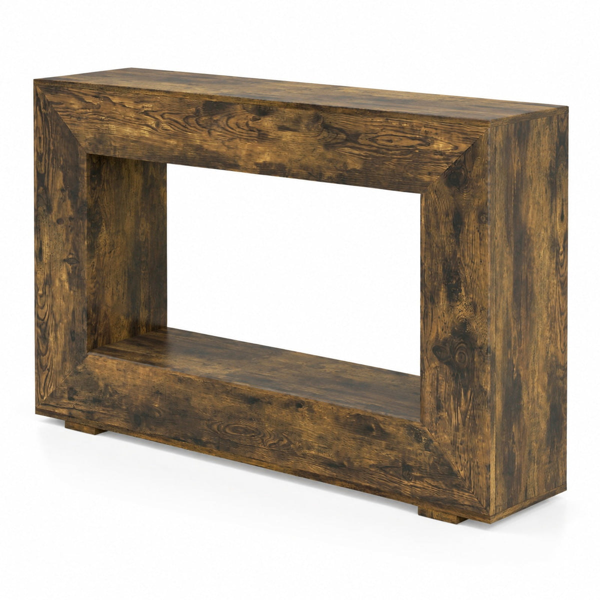Airfind 47 Inch 2-Tier Farmhouse Console Table with Open Storage Shelf for Living Room, 47 Inch x 12 Inch x 33 Inch Middle Footprint, Brown