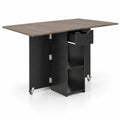 Airfind 47.5 Inch Farmhouse Extendable Wooden Dinner Table with Lockable Wheels, 88 Lbs Capacity, Engineered Board MDF, Oak