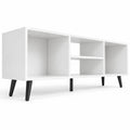 Airfind 47.5 Inches TV Stand for 55-Inch TV with Compartments and Metal Legs, 132 lbs Capacity, Engineered Wood MDF Metal Frame, White