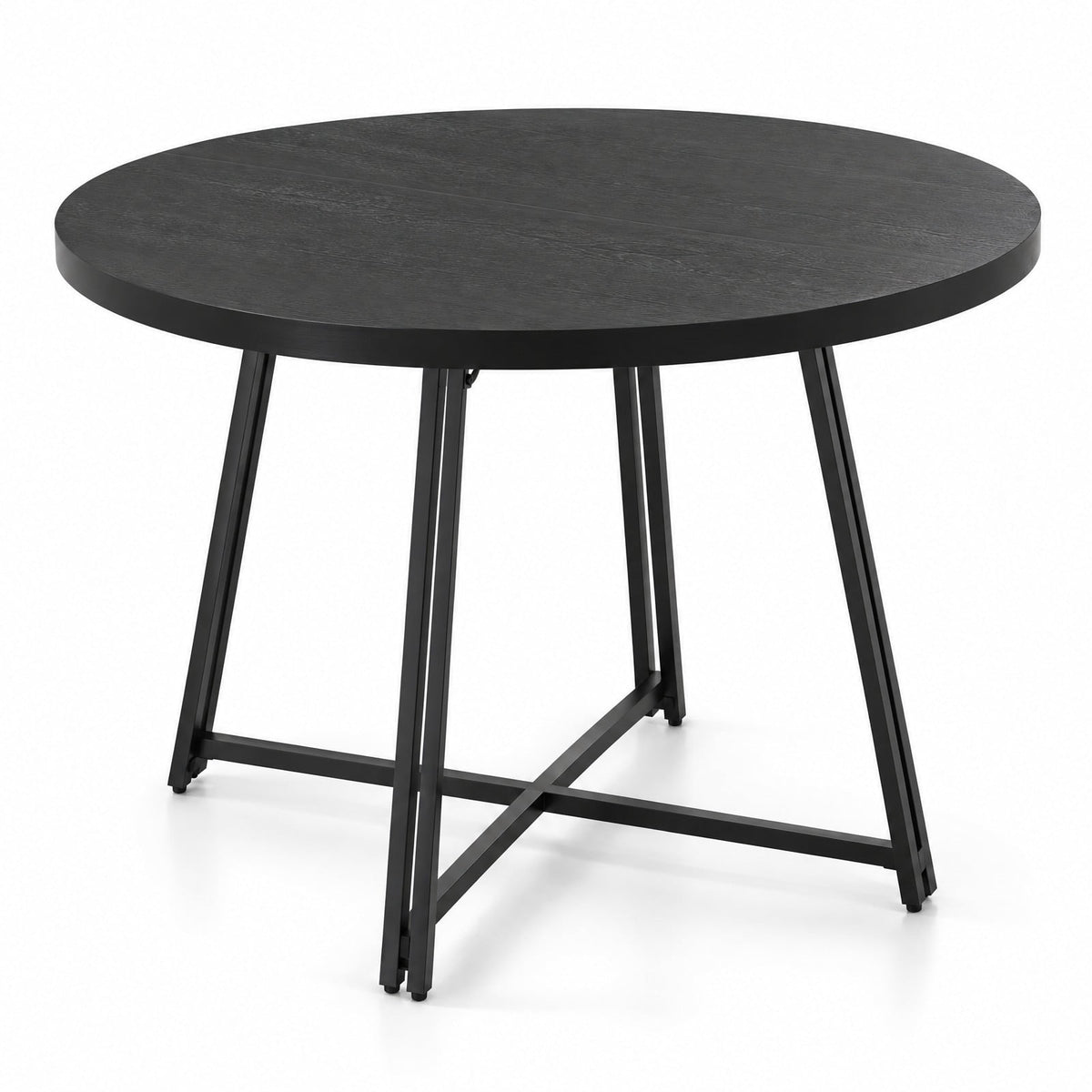 Airfind 47 Inch Dining Table for 4-6 People Round Kitchen Table with Cross Base, 200 lbs Capacity, Metal MDF Frame, 47 x 30.5 Footprint, Black