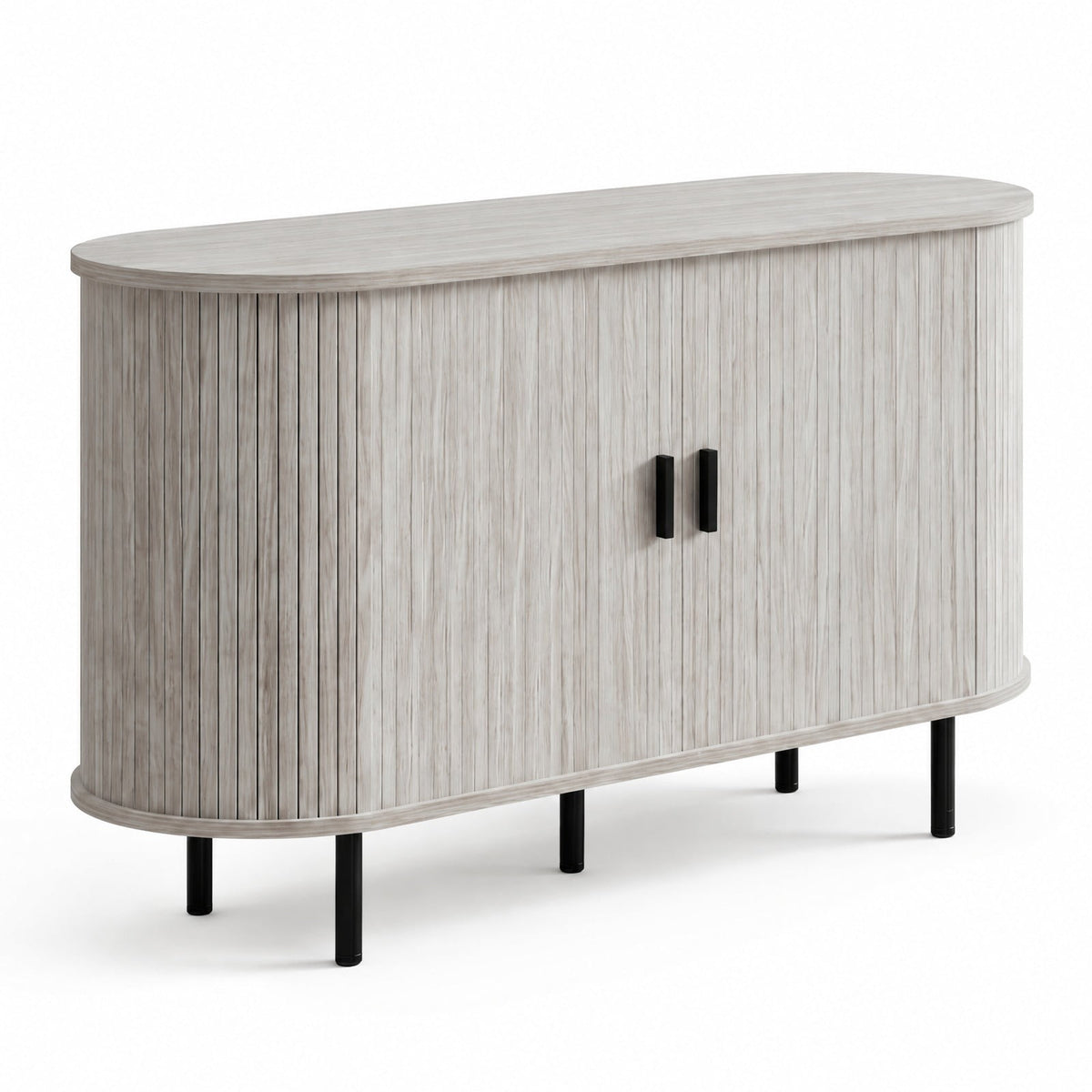 Airfind 47 Inch Fluted Sideboard Buffet Cabinet with Tambour Sliding Doors and Metal Legs, Engineered Wood MDF Metal Plastic Frame, Grey