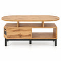Airfind 47 Inch Oval Coffee Table with Storage and Open Compartments for Living Room, 110 lbs Capacity, Engineered Wood MDF Frame, Natural