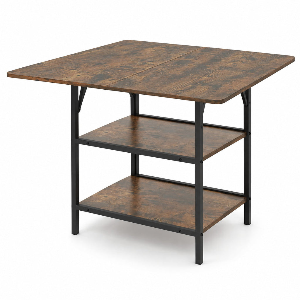Airfind 47 Inch Rectangular Dining Table with 2 Open Storage Shelves and Sturdy Metal Legs for 4-6-Rustic Brown costway2, 155 lbs Capacity, Brown