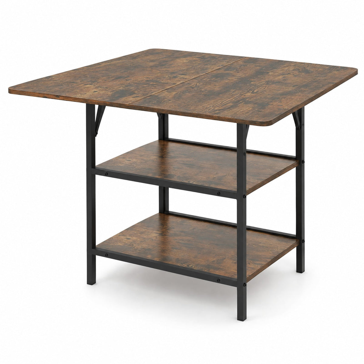 Airfind 47 Inch Rectangular Dining Table with 2 Open Storage Shelves and Sturdy Metal Legs for 4-6-Rustic Brown costway2, 155 lbs Capacity, Brown