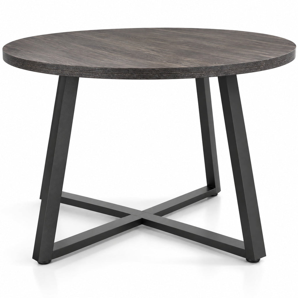 Airfind 47 Inch Round Dining Table with Stable X-shaped Base and Round Thickened Tabletop, 220 Lbs Capacity, Engineered Wood Metal, Gray Oak, Gray