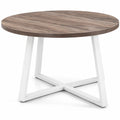 Airfind 47 Inch Round Dining Table with Stable X-shaped Base and Round Thickened Tabletop, 220 Lbs Capacity, Engineered Wood Metal, Natural