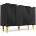 Airfind 47 Sideboard Buffet Cabinet with 4 Chevron Fluted Doors Anti-Toppling Devices for Kitchen, Black