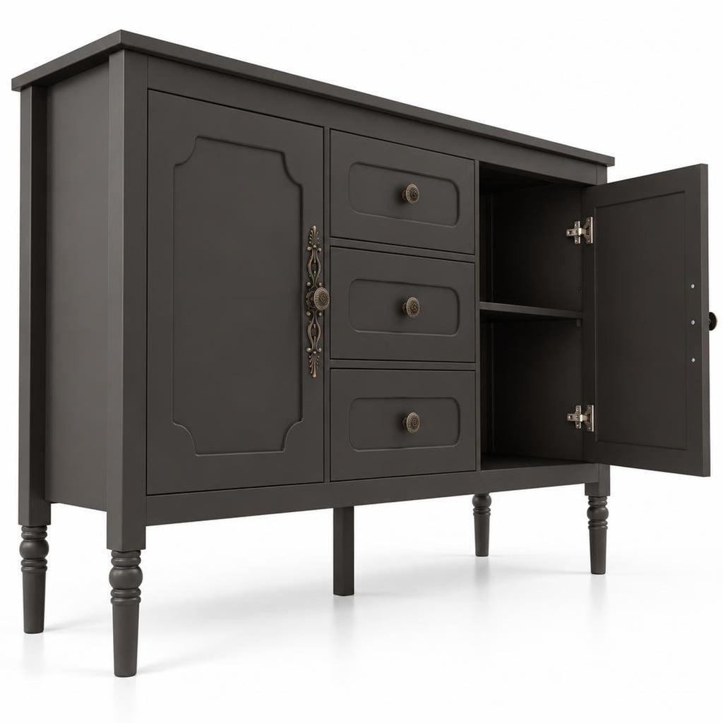Airfind 47 Inch Vintage Buffet Cabinet with 3 Drawers 2 Cabinets and Adjustable Shelves for Dining Room, 110 lbs Capacity, 47 Inch x 15.5 Inch x 31.5 Inch Footprint
