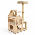 Airfind 48.5in Multi-Level Solid Wood Cat Tree for Indoor Cats with Padded Top Perch Cat Condo and Sisal Scratching Posts, Beige