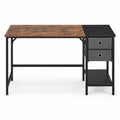 Airfind 48 Inch Computer Desk with 2 Fabric Drawers Industrial Home Office Desk, 110 lbs Capacity, Engineered Wood Metal Fabric Frame, Brown