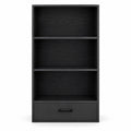 Airfind 48 Inch Tall 4 Tiers Wood Bookcase with Drawer, 88 lbs Capacity, Engineered Wood MDF Frame, 24in x 15in x 42.5in Footprint, Black