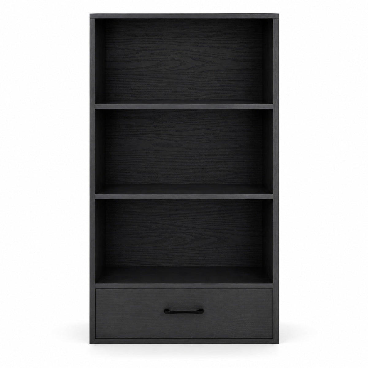 Airfind 48 Inch Tall 4 Tiers Wood Bookcase with Drawer, 88 lbs Capacity, Engineered Wood MDF Frame, 24in x 15in x 42.5in Footprint, Black