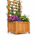 Airfind 48 Inch Wood Raised Garden Bed with Trellis with Drainage Holes, 44 lbs Capacity, Wood Frame, 17 Inch x 16 Inch x 48 Inch Planter Box Interior Footprint