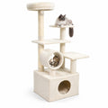 Airfind 48 Inches Tall Cat Tree Multi-Level Kitten Tower with Large Condo Padded Top Perch, Engineered Board Plush Sponge Jute Frame, Beige