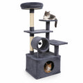 Airfind 48 Inches Tall Cat Tree Multi-Level Kitten Tower with Large Condo Padded Top Perch, Engineered Board Plush Sponge Jute Frame, Grey
