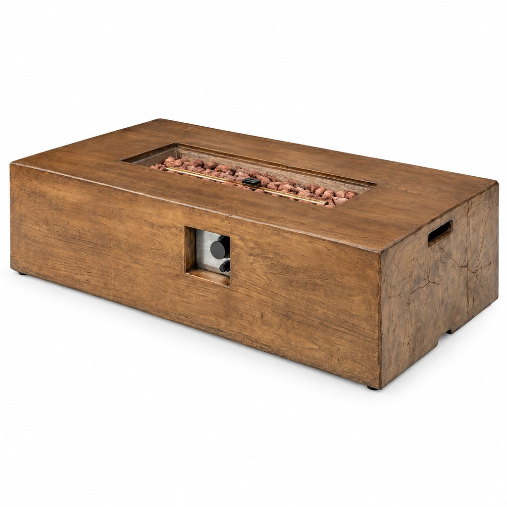 Airfind 48 x 27 Inch Outdoor Gas Fire Pit Table 50 000 BTU with Lava Rocks and Cover, Brown, Net weight 88 lbs Output: 50 000 BTU