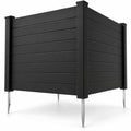Airfind 48 x 38 Inch Air Conditioner Fence 3 Panels with Metal Ground Stakes for Patio Backyard, PP ABS Galvanized Metal Frame, Black