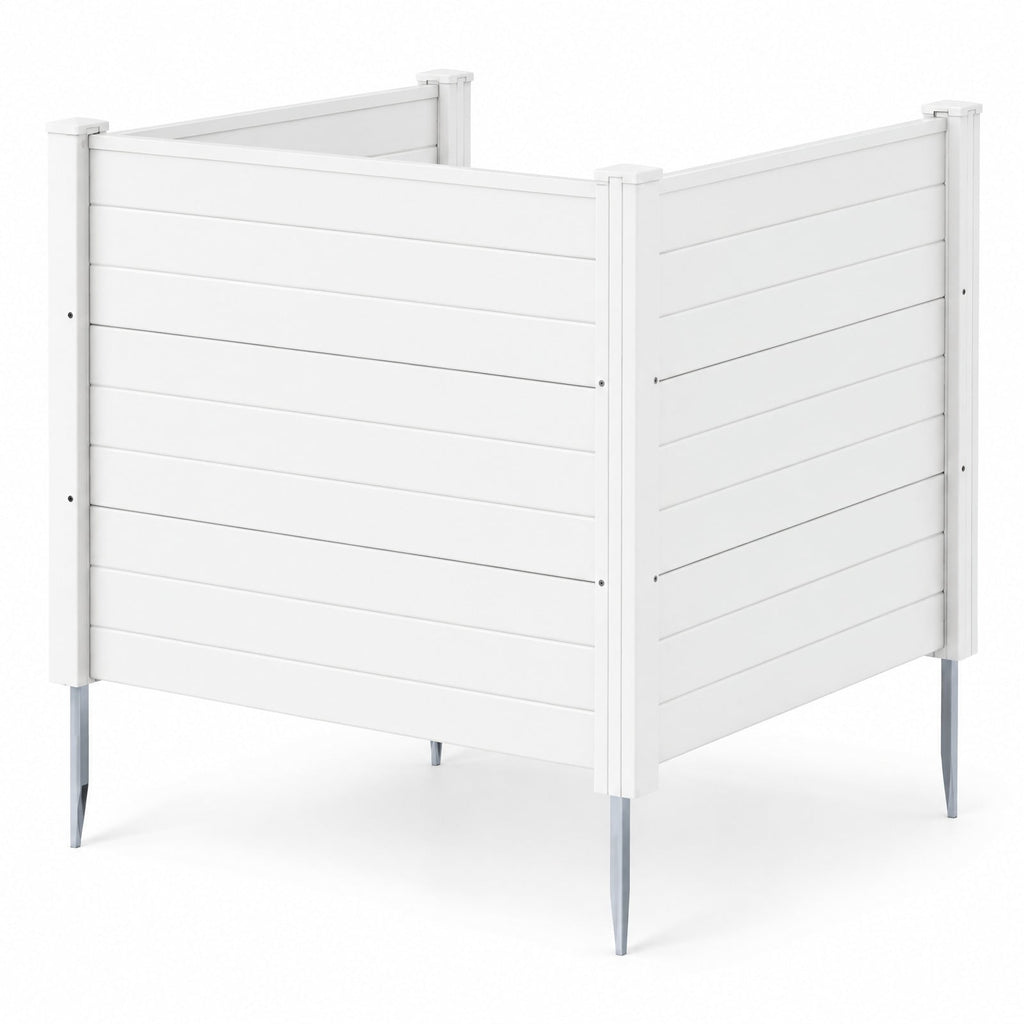 Airfind 48 x 38 Inch Air Conditioner Fence 3 Panels with Metal Ground Stakes for Patio Backyard, PP ABS Galvanized Metal Frame, White
