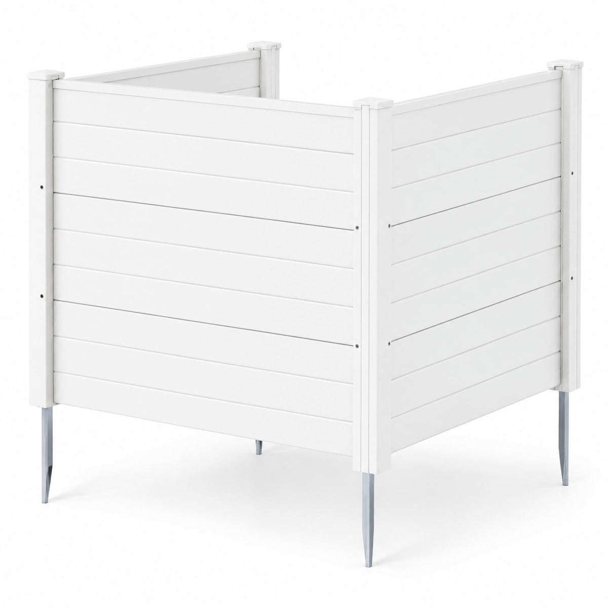 Airfind 48 x 38 Inch Air Conditioner Fence 3 Panels with Metal Ground Stakes for Patio Backyard, PP ABS Galvanized Metal Frame, White