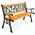 Airfind 49 1/2 Inch Patio Park Garden Porch Chair Bench, 463 lbs Capacity, Cast iron Frame, 49.5 Inch x 20.5 Inch x 29 Inch Product weight: 30 lbs Footprint