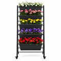 Airfind 5, 22 lbs Capacity, PP Metal Frame, 23 x 27 x 46 Footprint, Black, 5 planter boxes for modular growing