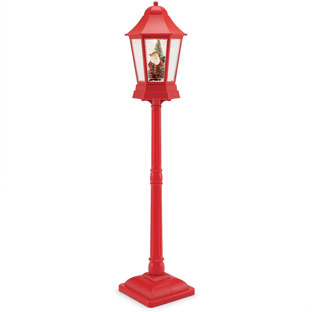 Airfind 5.3 Feet Musical Christmas Street Lamp featuring 60 Warm White LED Lights, ABS PP PVC, 12.5 Inch x 12.5 Inch x 64 Inch Lantern, Red