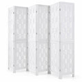 Airfind 5.5 FT Tall Room Divider 6 Panels with Wave Cutout and Paulownia Frame for Room, Paulownia Wood Metal Frame, 95in x 67in Footprint, White