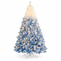 Airfind 5/6/7/8 FT Artificial Christmas Tree with Warm White LED Lights and 8 Modes-8 Feet, PVC Metal Tree Height 5 ft Tree Width 3.1 ft Frame