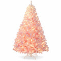 Airfind 5/6/7/8 FT Artificial Christmas Tree with Warm White LED Lights and 8 Modes for Holiday-7 Feet, White