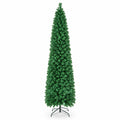 Airfind 5/6/7/8 FT Pre-Lit Christmas Pencil Tree with Colorful Fiber Optics Green-8 ft, PVC Metal Fiber Optics Frame, Green