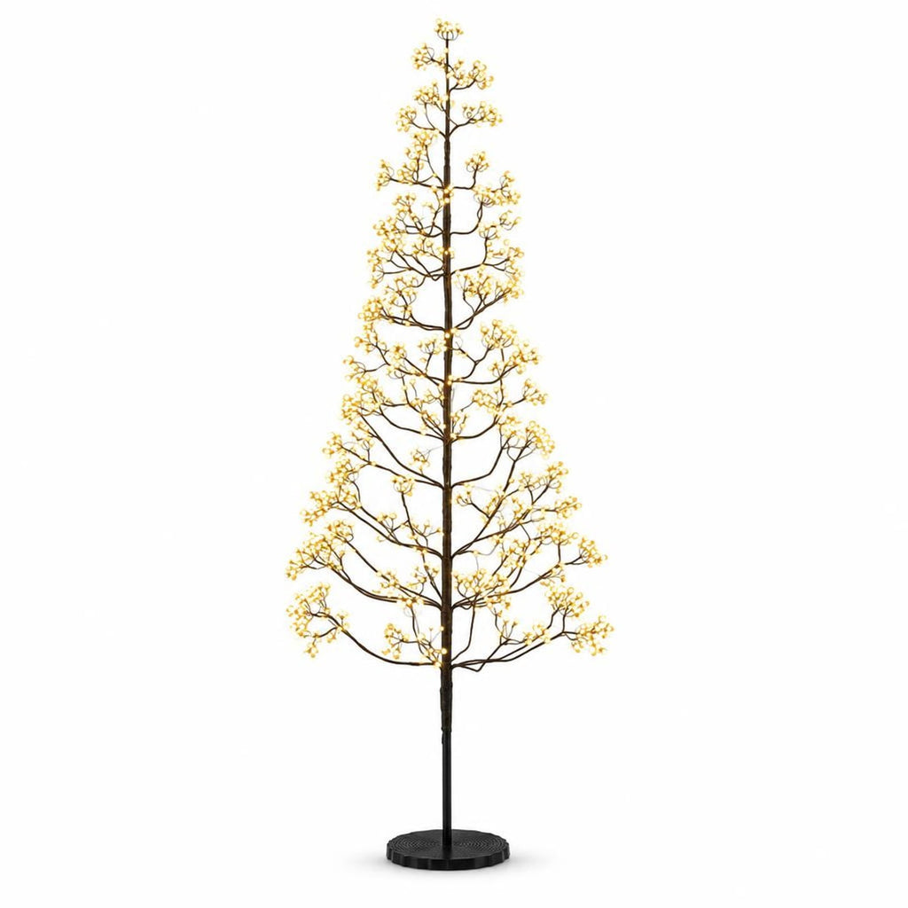 Airfind 5/6/7 FT Lighted Alpine Tree with Warm White Light LED Lights Pre-lit Artificial Cedar Tree with Weighted Base-6ft, White