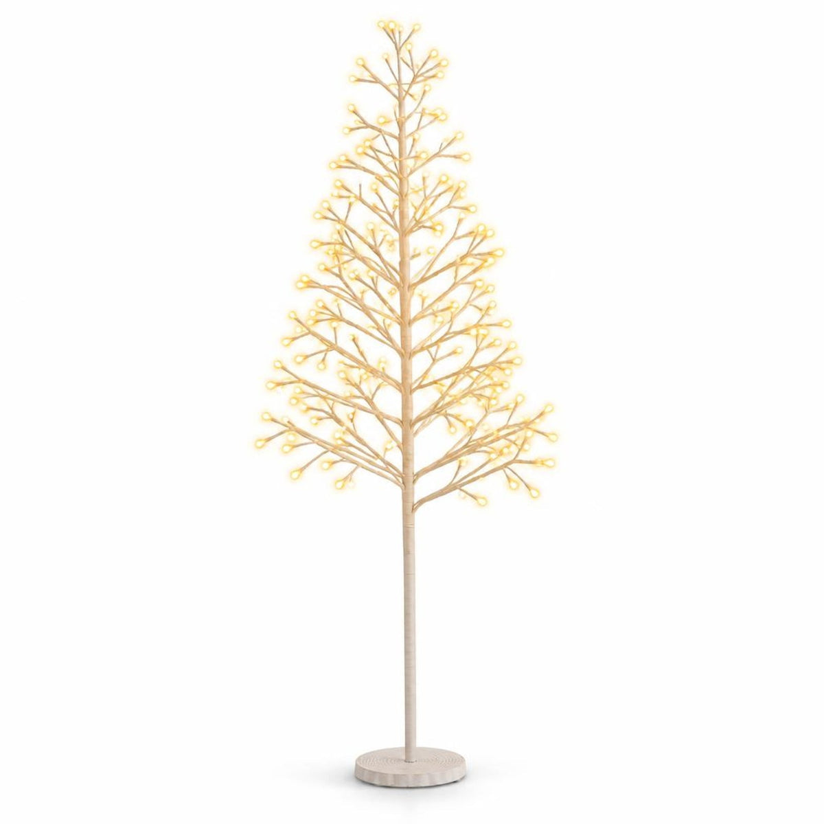 Airfind 5 FT Lighted Birch Tree Pre-lit Twig Tree with 240 Warm White Light LED Lights-5 FT, Metal PVC Concrete Frame, White