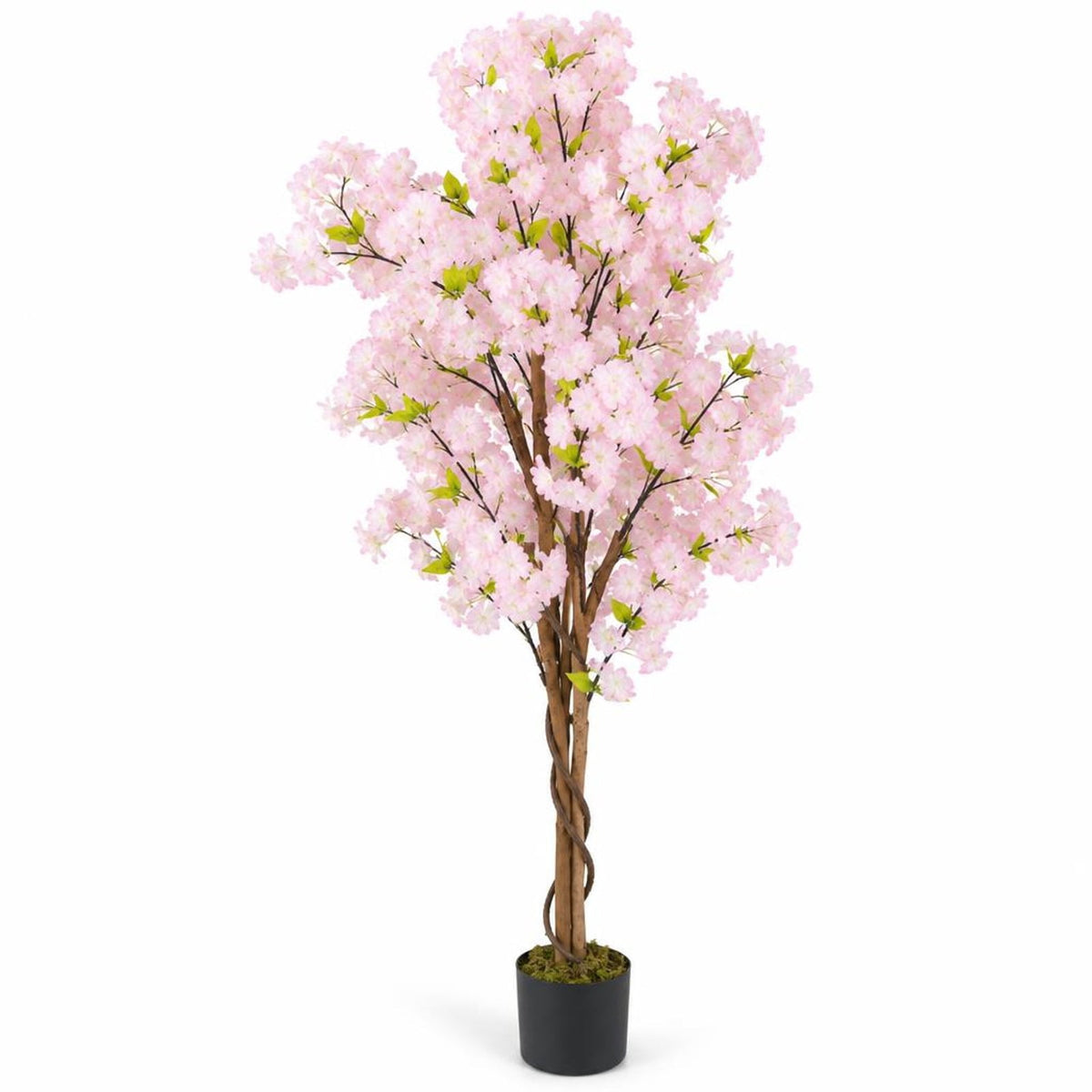 Airfind Artificial Cherry Blossom Tree, 5 FT Tall, with Flowers-1 Pack, Polyester Fabric PP PE Solid Wood Tree Height 59 Inch Pot Frame, Pink