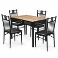 Airfind 5 Pcs Dining Set Wood Metal Table and 4 Chairs with Cushions, 132 lbs Capacity, Steel tube and MDF Frame, Black