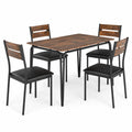 Airfind 5-Piece Dining Table Set Industrial Rectangular Kitchen Table and 4 Armless Chairs, 220 lbs Capacity, MDF Metal PU Leather Sponge Frame
