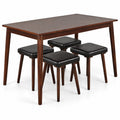 Airfind 5 Piece Dining Table Set for 4 with 4 Upholstered Stools and Rubber Wood Legs, Brown, for Everyday Home Use, for Easy Setup